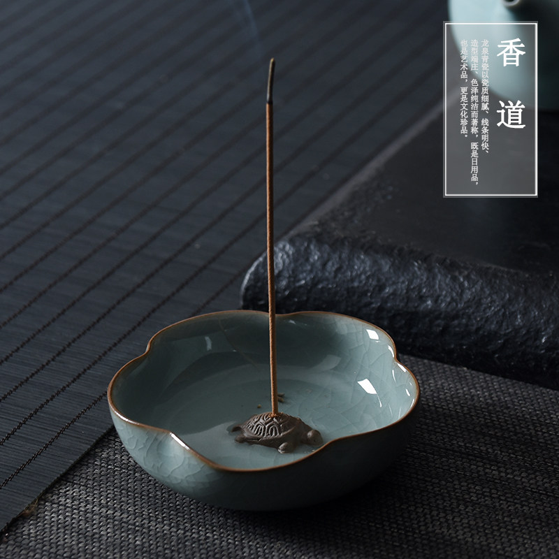 青瓷线香炉香座家用室内香道插香碟供佛荷花龟碟陶瓷香托盘净空气,家居饰品,香薰炉,淘宝优惠券,粉丝福利购,淘宝优惠卷