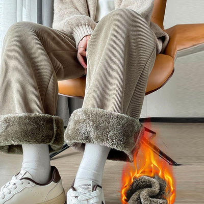 加绒加厚灯芯绒阔腿裤