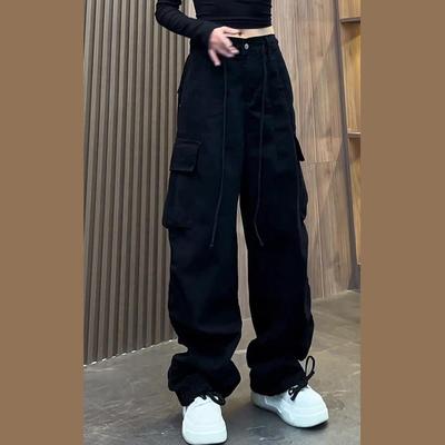 黑色工装裤子女款秋冬季