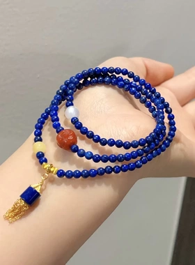 新款天然青金石手串女式小众设计高级感轻奢南红佛头手链闺蜜礼物