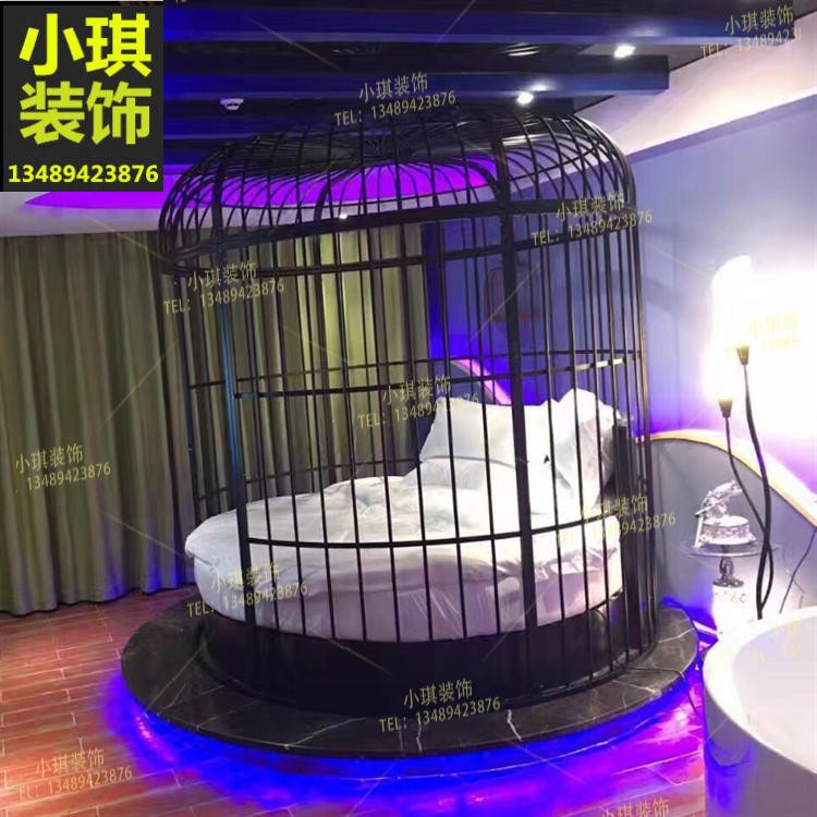 创意铁艺大圆床儿童公主床单双人落地摆件