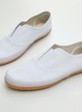 双星白色帆布鞋牛筋底纯色一脚蹬松紧口男女通用卫生鞋懒人运动鞋