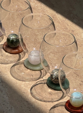 树的岛Tree天然玉石玻璃杯微醺酒杯果汁杯创意手工礼物家用高颜值