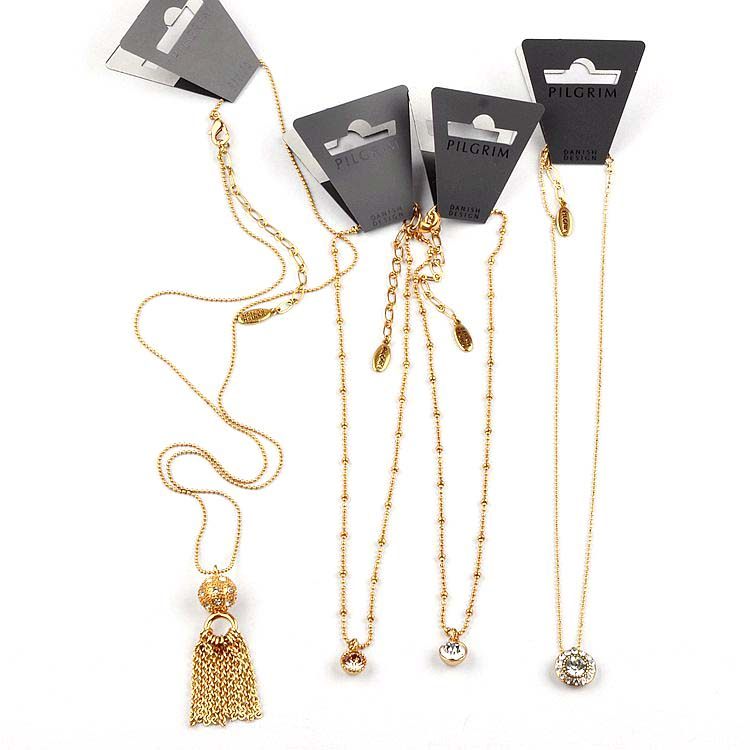 铜镀金女水晶宝石项链