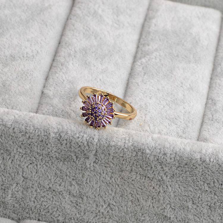 欧美个性百搭转运紫色水晶宝石戒指简约气质指环女会转动的哦