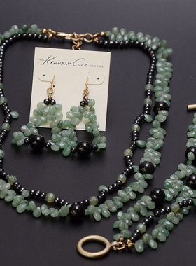 欧美高贵黑色玛瑙多层首饰套装