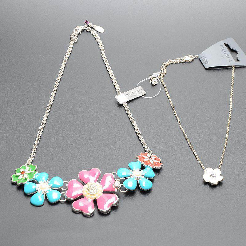 欧美饰品PG精美时尚水晶宝石项链气质珐琅釉夸张项饰女配饰