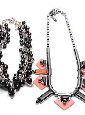 欧美时尚百搭复古花纹树脂项链