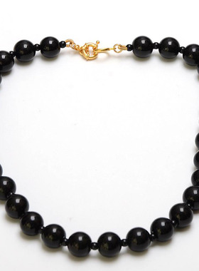 欧美黑色水晶圆珠项链女高贵