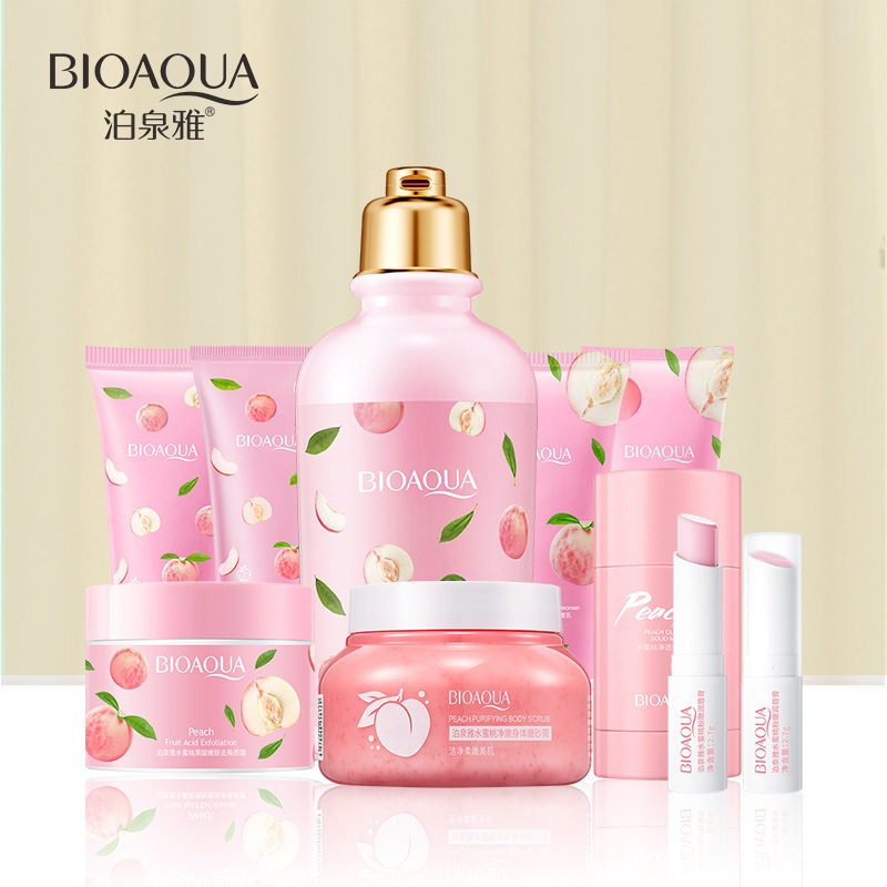 泊泉雅水蜜桃嫩肤身体磨砂膏深层清洁去角质嫩白丝滑身体护理用品