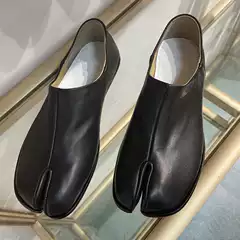 Tibi Pig's Trotters Split-Toe Shoes, Genuine Leather Slip-On Flat Shoes for Women, Soft Leather Unisex Sheep's Trotters Horse Hoof Shoes 1:St