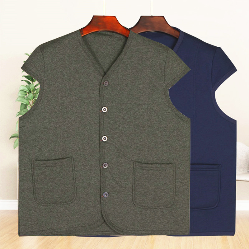 中老年风三层夹棉宽松保暖马甲