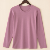 妈妈纯色线衣棉质基础秋衣 莱赛尔弹力长袖 大码 胖mm女士圆领打底衫