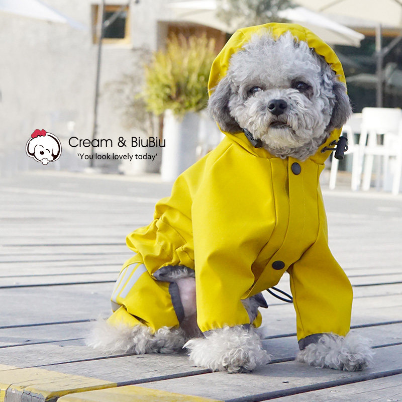 狗狗春夏季雨衣反光带帽全包比熊图片