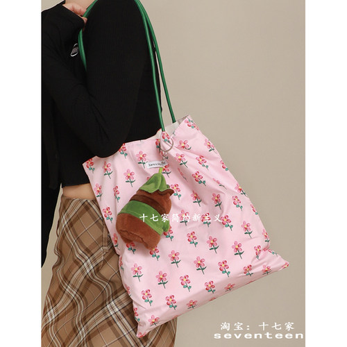 遇见若兮小清新粉色温柔布袋包女