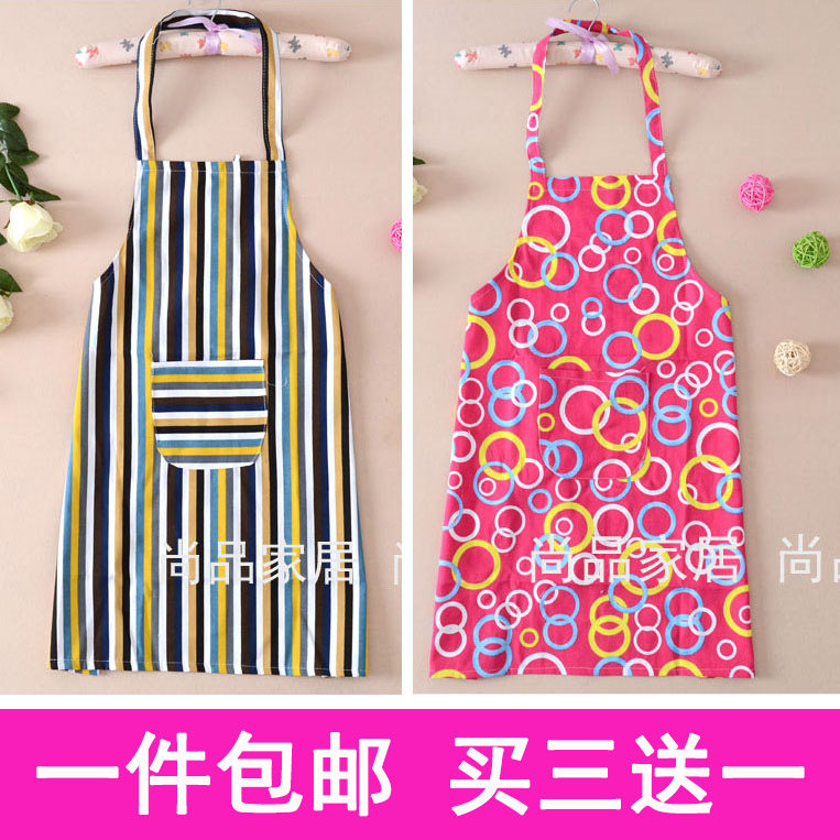 包邮可爱卡通帆布围裙布条时尚厨房围裙男女工作服家居围裙