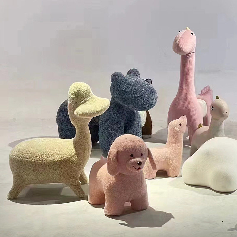 萌宠动物造型座椅小马椅绵羊趴趴熊小狗网红客厅摆件创意儿童坐凳