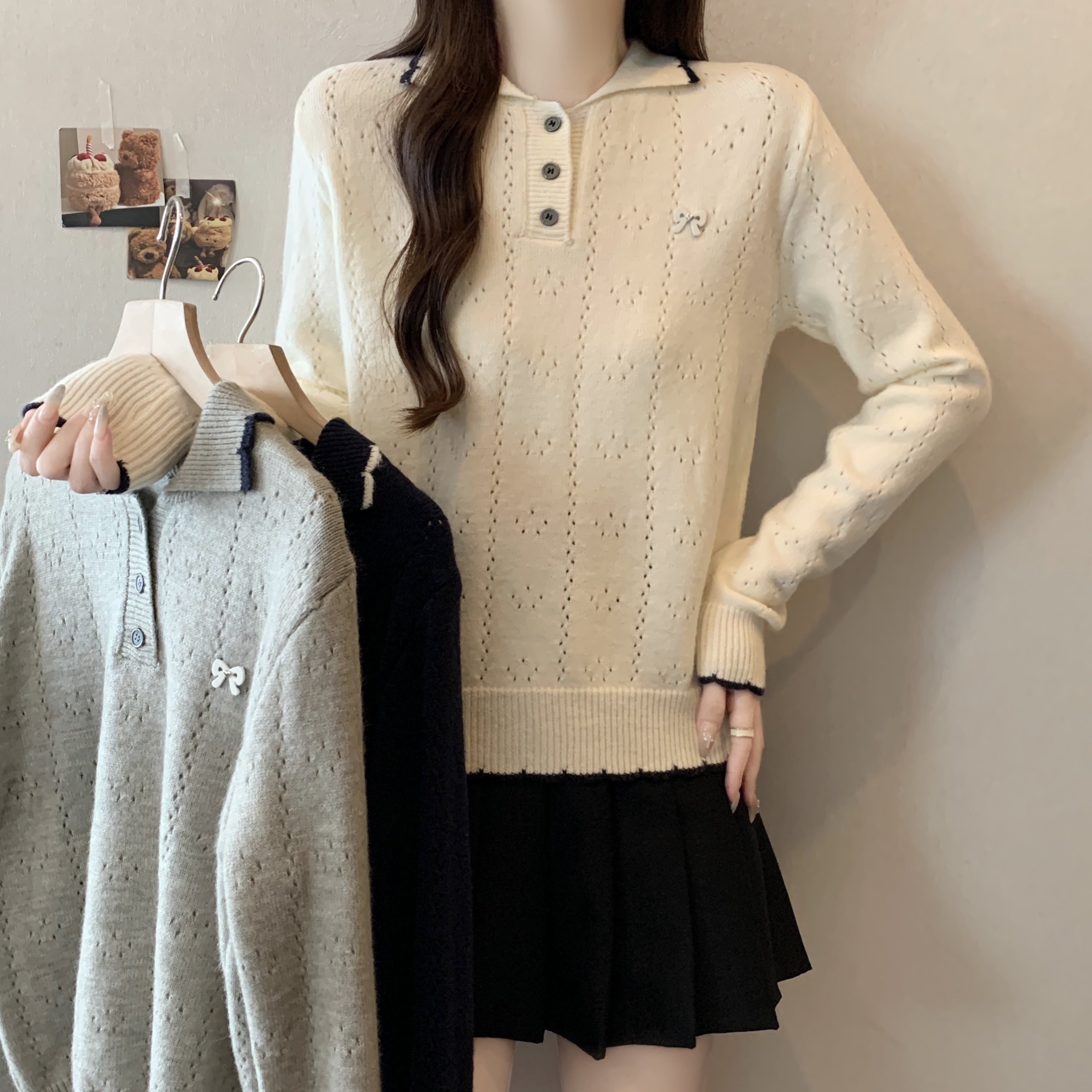 大码女装秋季新款蝴蝶结翻领毛针织衫胖mm时尚百搭长袖洋气毛衣长,女装/女士精品,大码内搭,淘宝优惠券,粉丝福利购,淘宝优惠卷