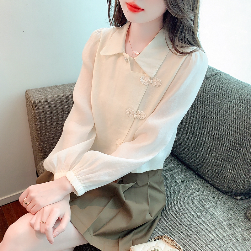 中国风盘扣气质衬衫女2025秋季新款时尚设计感不规则短款长袖上衣
