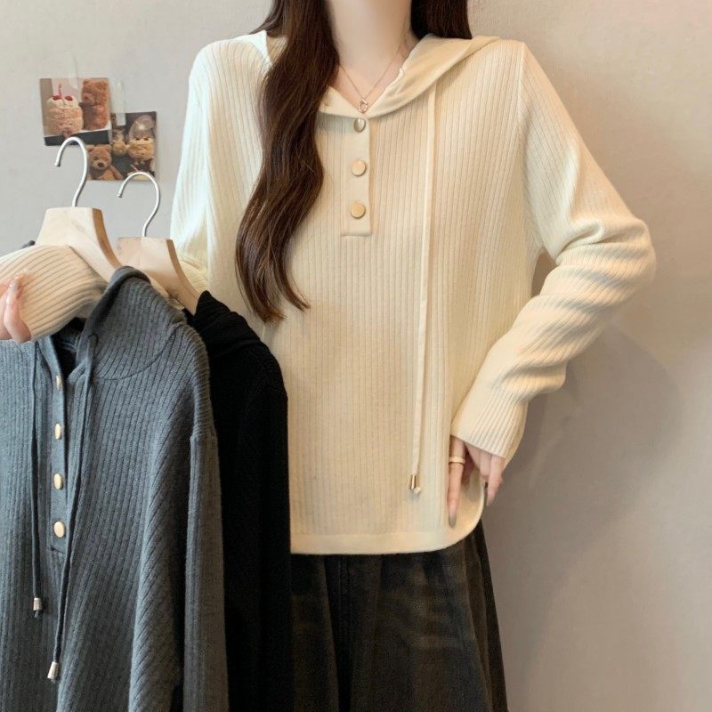 大码女装2025秋冬新款胖MM连帽金属扣正肩长袖套头上衣针织衫毛衣,女装/女士精品,大码内搭,淘宝优惠券,粉丝福利购,淘宝优惠卷