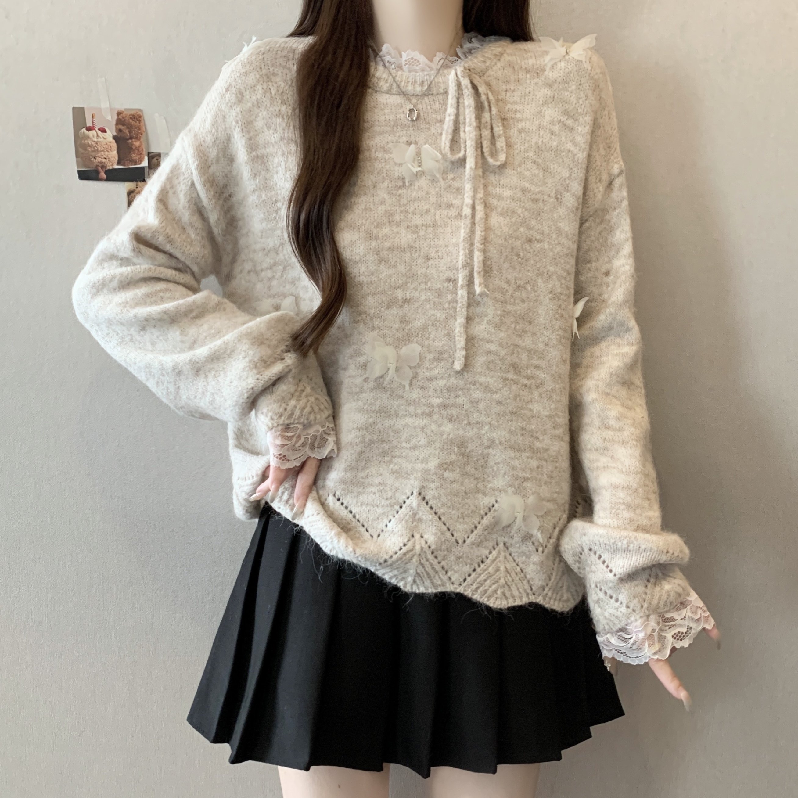 大码女装燕麦色宽松长袖针织衫毛衣2025秋冬新款胖mm时尚百搭上衣,女装/女士精品,大码内搭,淘宝优惠券,粉丝福利购,淘宝优惠卷