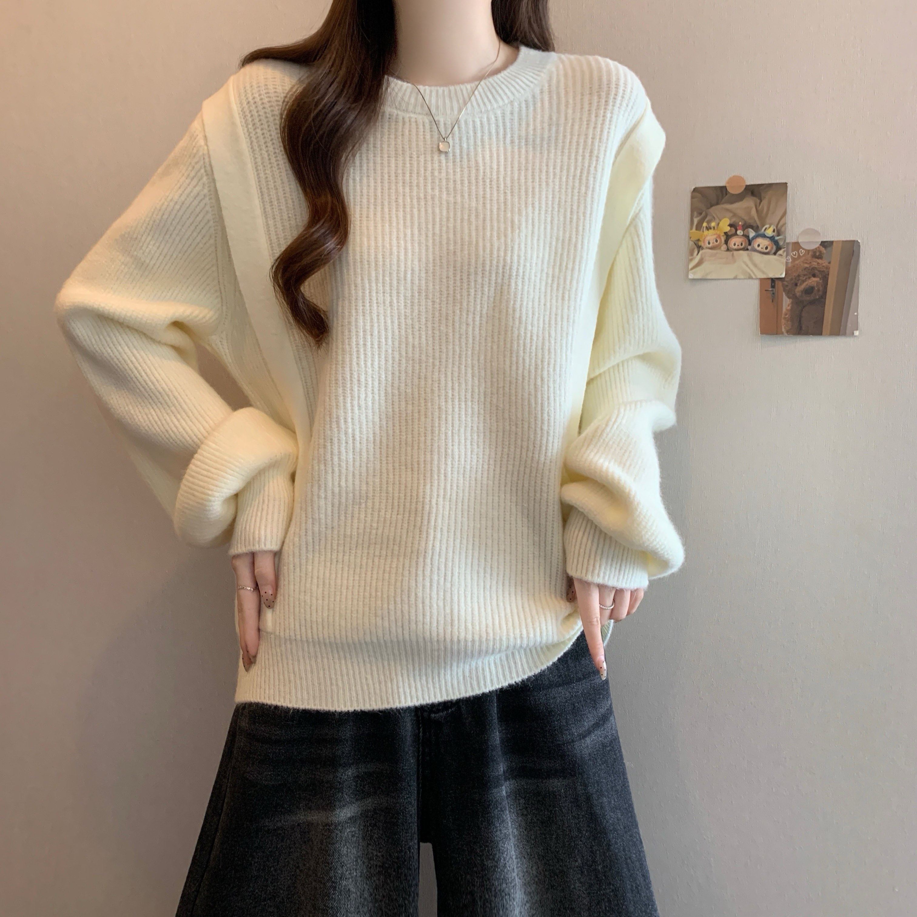 大码女装秋冬新款假两件羊毛衫毛衣女胖MM宽松加厚打底衫针织上衣,女装/女士精品,大码内搭,淘宝优惠券,粉丝福利购,淘宝优惠卷