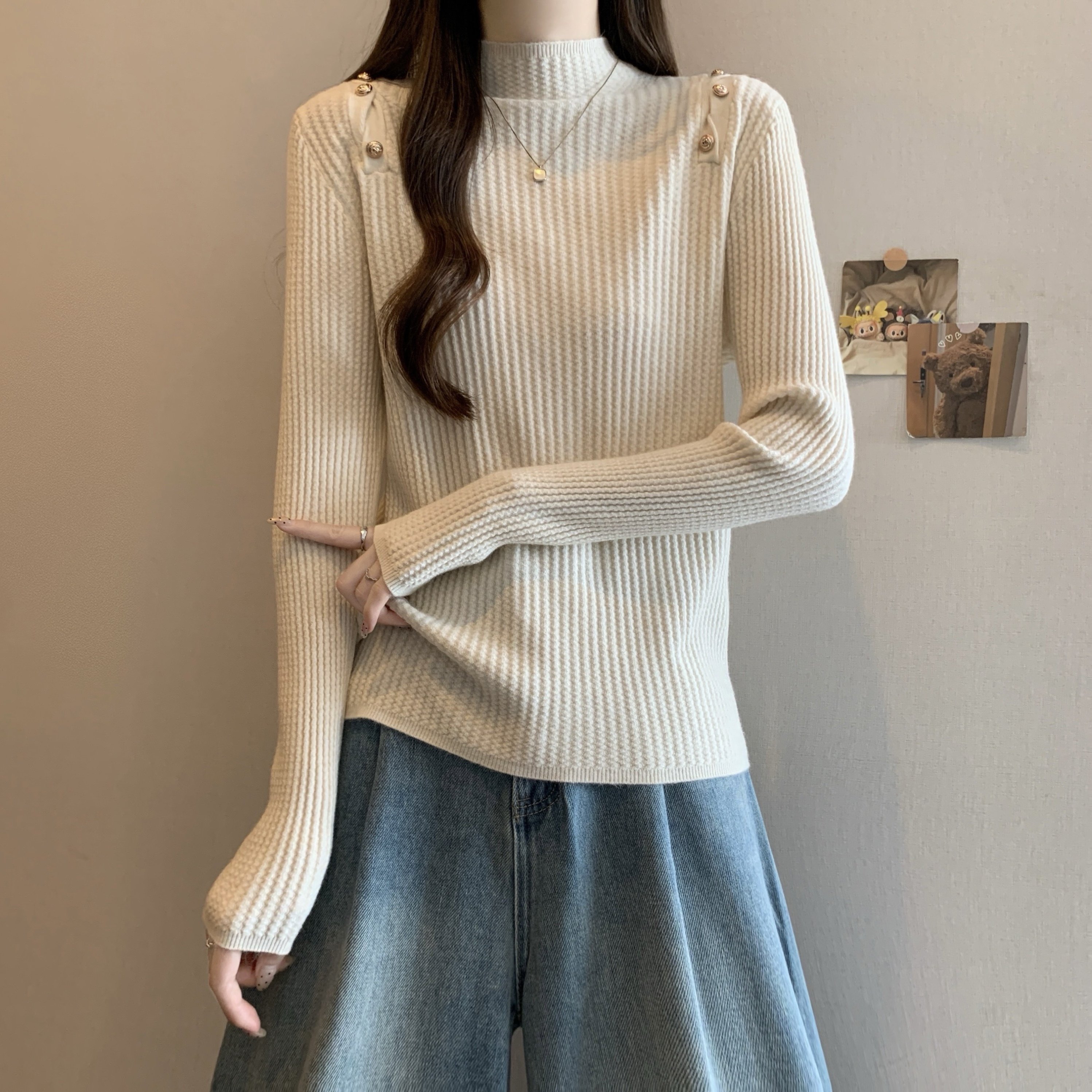 大码女装2025秋冬新款华夫格半高领针织衫胖MM长袖内搭打底衫上衣,女装/女士精品,毛针织衫,淘宝优惠券,粉丝福利购,淘宝优惠卷