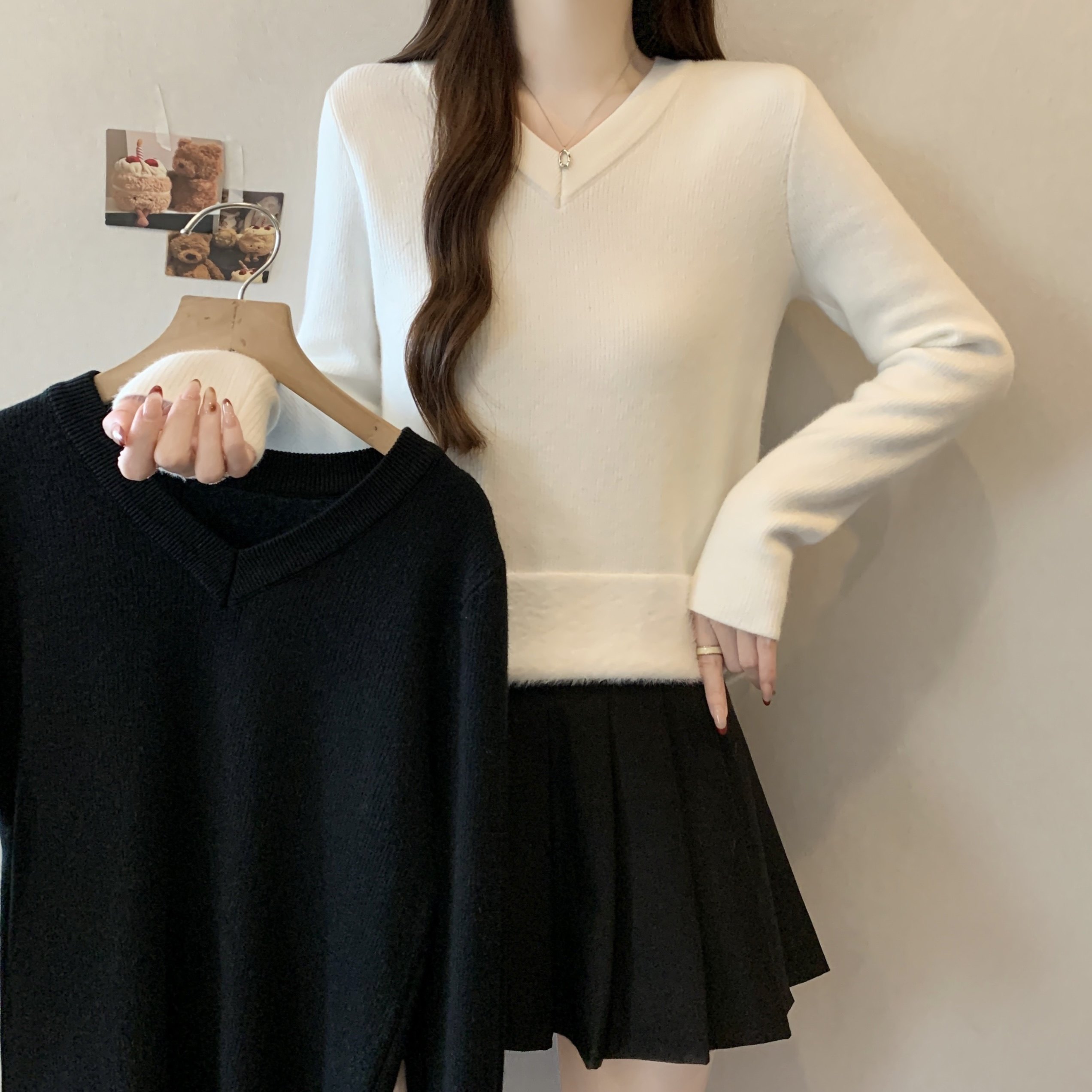 大码女装加绒加厚保暖内搭针织衫打底衫2025秋冬新款V领长袖上衣,女装/女士精品,大码内搭,淘宝优惠券,粉丝福利购,淘宝优惠卷