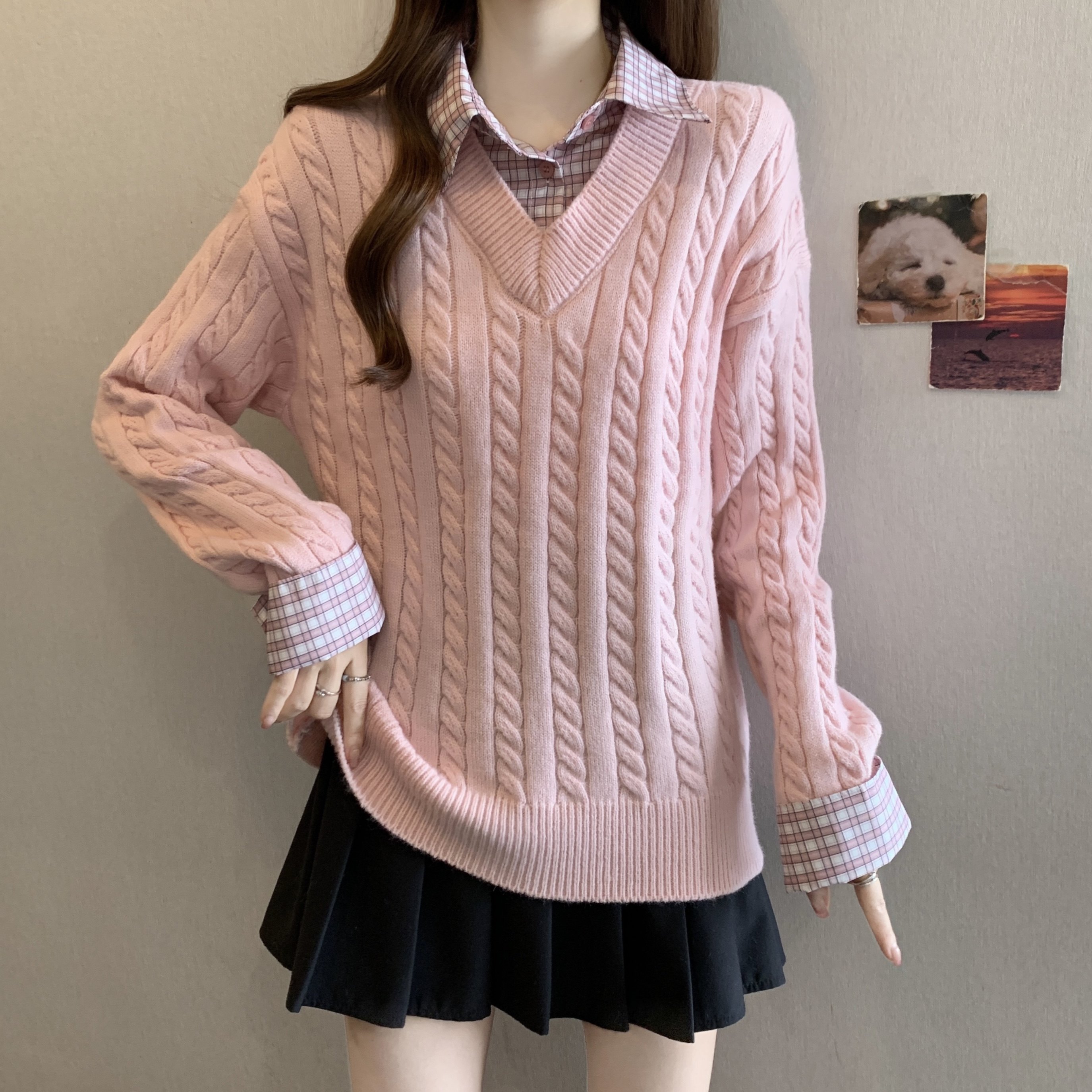 大码女装秋冬新款胖MM假两件毛衣polo领衬衫拼接内搭针织衫上衣潮,女装/女士精品,大码内搭,淘宝优惠券,粉丝福利购,淘宝优惠卷