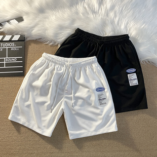 裤 男女沙滩度假运动夏季 子情侣 子膝盖上华夫格面料休闲短裤 四分裤