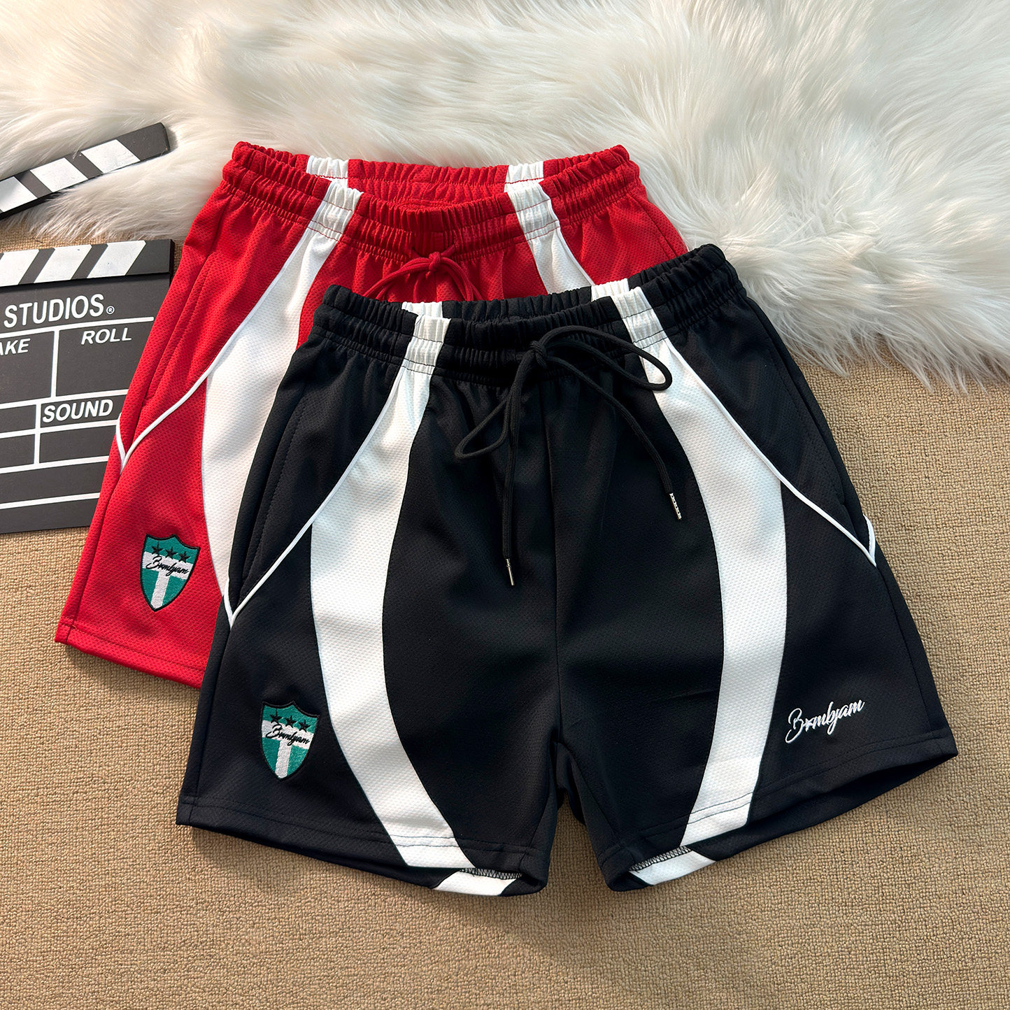 美式潮流拼接撞色速干短裤男宽松休闲四分裤篮球裤运动中裤健身裤,男装,短裤,淘宝优惠券,粉丝福利购,淘宝优惠卷