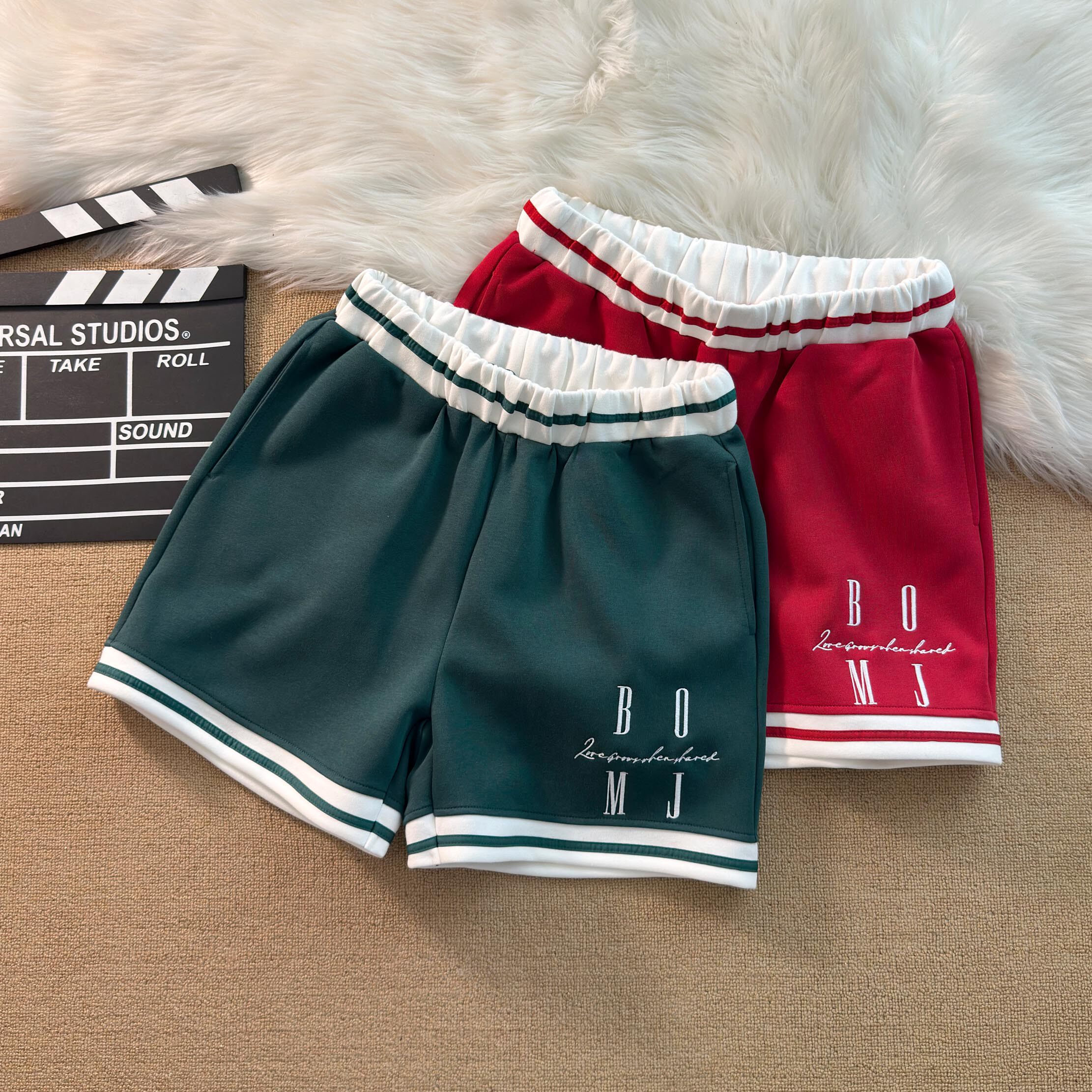 重磅轻奢健身字母刺绣四分裤男宽松运动不过膝短裤美式街头篮球裤