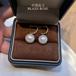 诸暨天然淡水珍珠耳扣爱迪生正圆微瑕小香风纯银镶钻耳环精致礼物