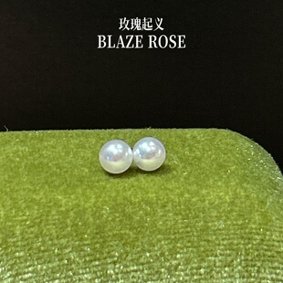 日本akoya海水珍珠小灯泡耳钉定制版 18K金耳针正圆极光轻奢礼物女