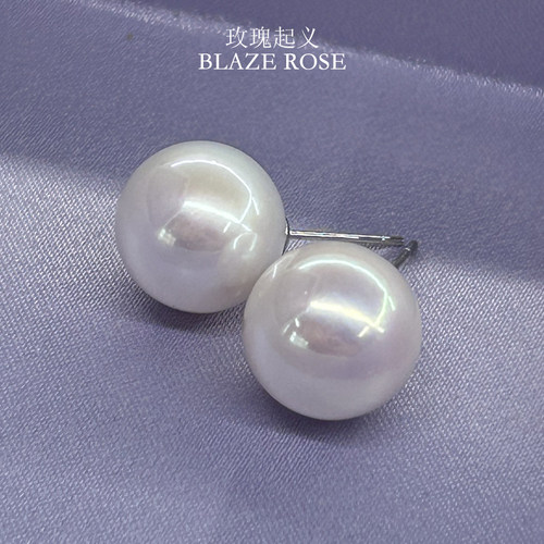 正品诸暨天然淡水珍珠爱迪生耳钉正圆强光纯银针生日礼物证书女