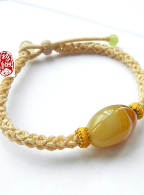 天然玛瑙随型款式转运珠手链手编手作蜡线男女情侣款手链可调节