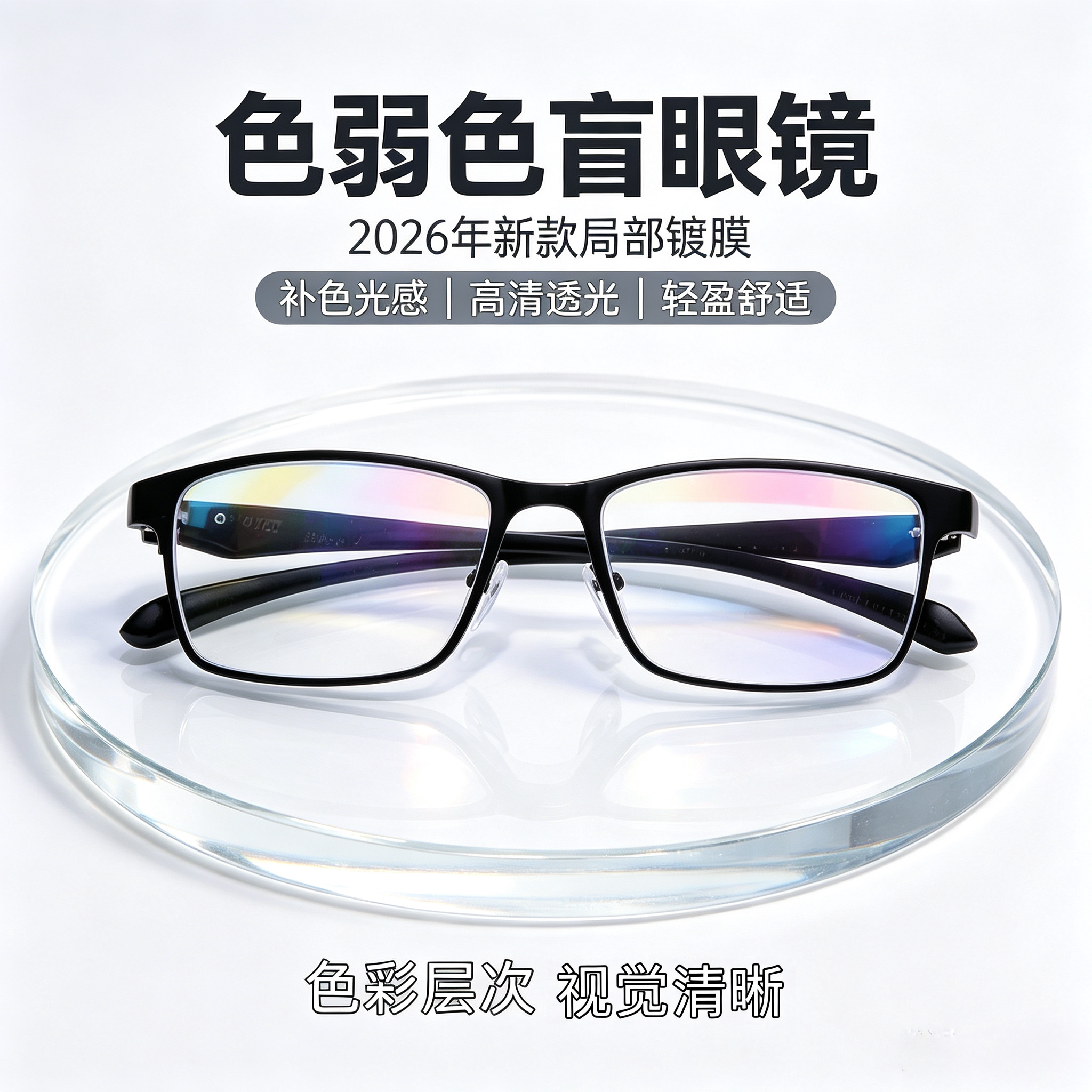 色盲色弱眼镜男女通用局部镀膜红绿辨色辅助看图适配近视老花一体