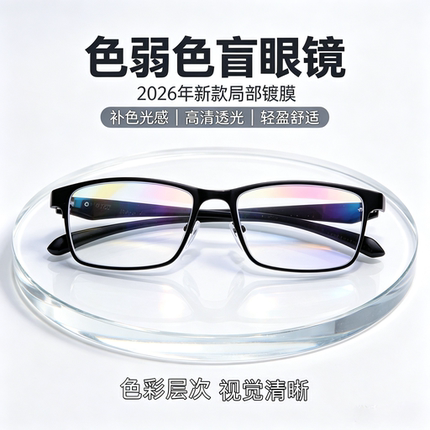 色盲色弱眼镜男女通用局部镀膜红绿辨色辅助看图适配近视老花一体