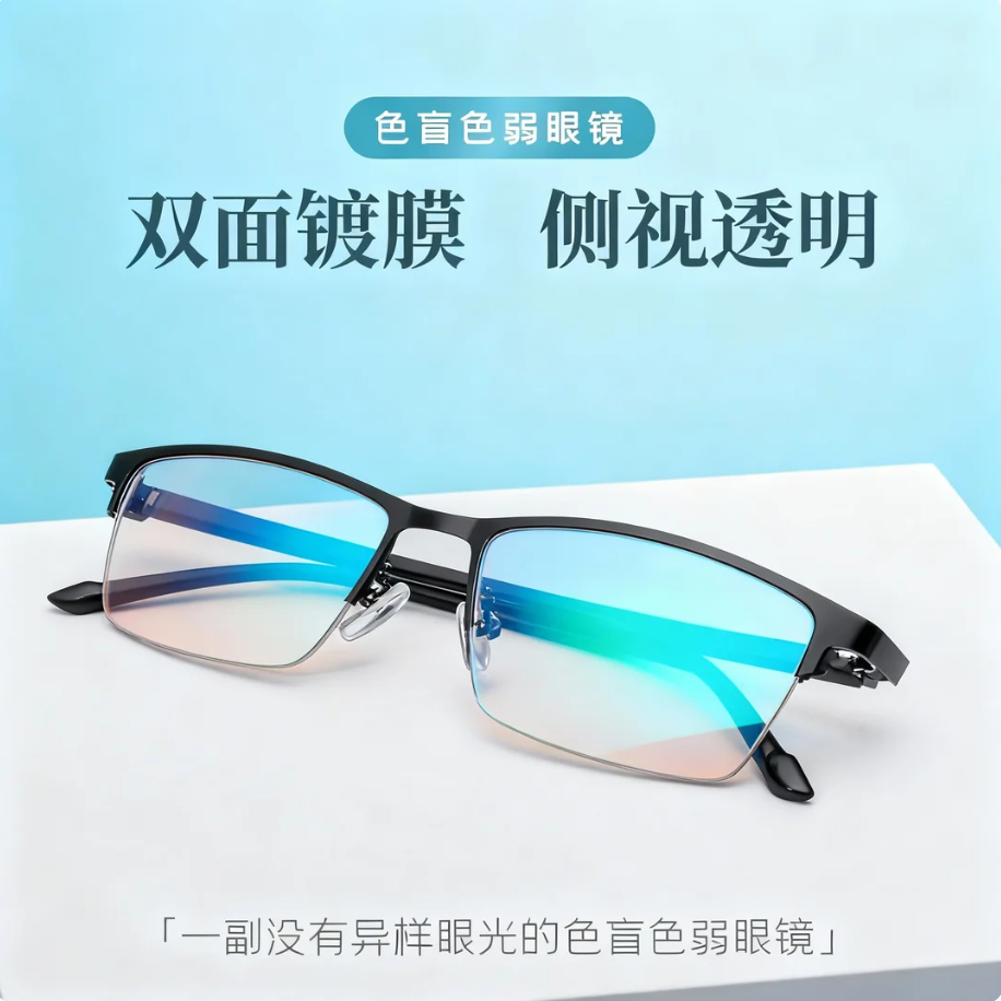 色盲色弱专用矫正眼镜红绿色盲看图分辨镜片男款用附赠全套测试图