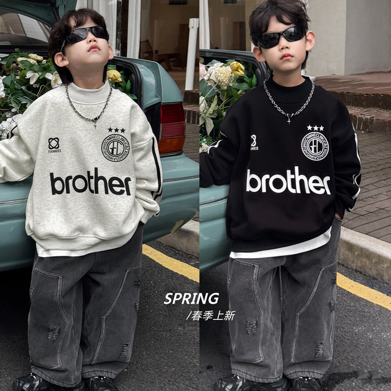 童装男童卫衣2025中大童春款新款潮流韩版美式百搭外穿长袖上衣