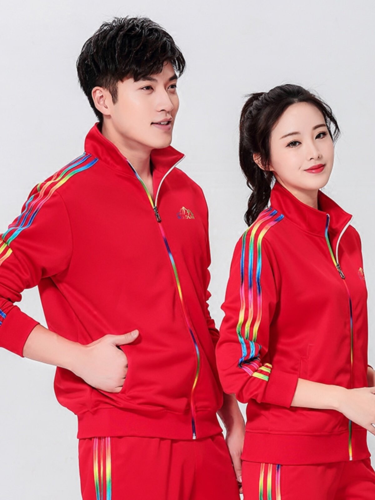 봄 가을 남녀공용 자무스 스퀘어 댄스 운동복 보온 방풍 긴팔 가디건 중노년 에어로빅 단체 구매 의류