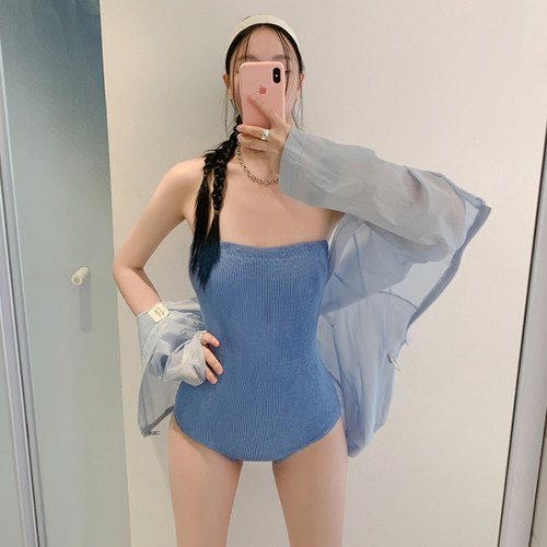 LQV性感一字领显瘦连体泳衣女
