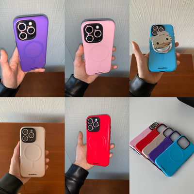 ouchtv原创25ss流行趋势纯色磁吸进口菲林二合一手机壳适用于iphone17promax高饱和