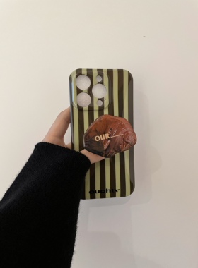 ouchtv原创设计新款百搭时尚感条纹imd光面手机壳适用于iPhone17promax