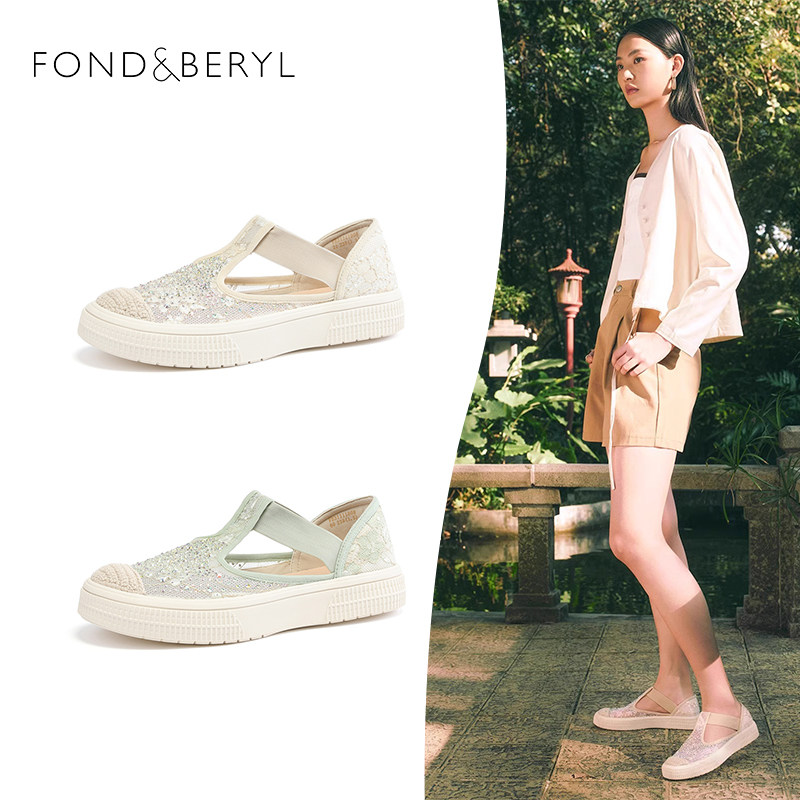 Fondberyl/菲伯丽尔春秋渔夫鞋圆头中口水钻厚底单鞋女FB31111008,女鞋,浅口单鞋,淘宝优惠券,粉丝福利购,淘宝优惠卷