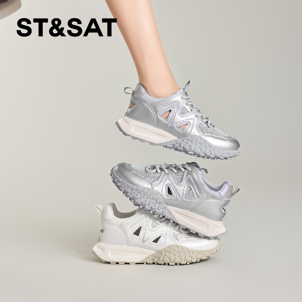 星期六时尚网面透气百搭阿甘鞋女