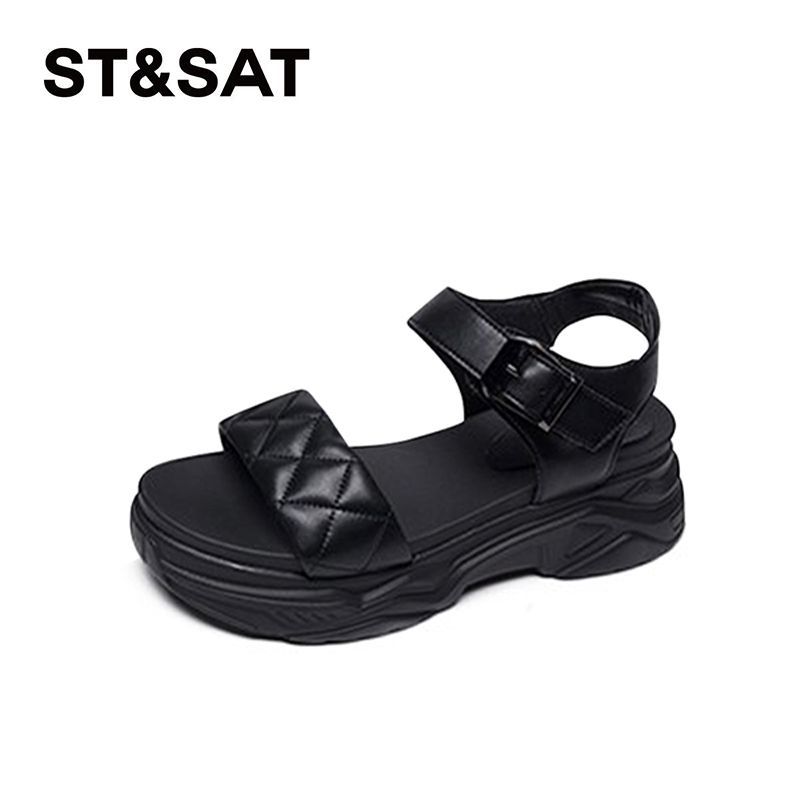 星期六厚底百搭舒适露趾凉鞋女