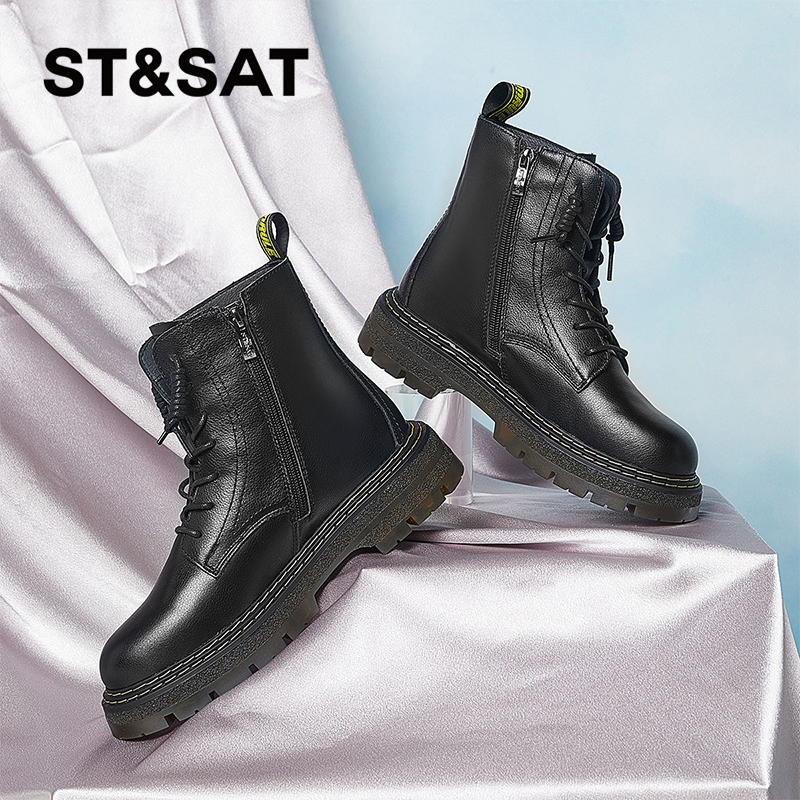 星期六英伦风帅气时尚牛皮短靴女