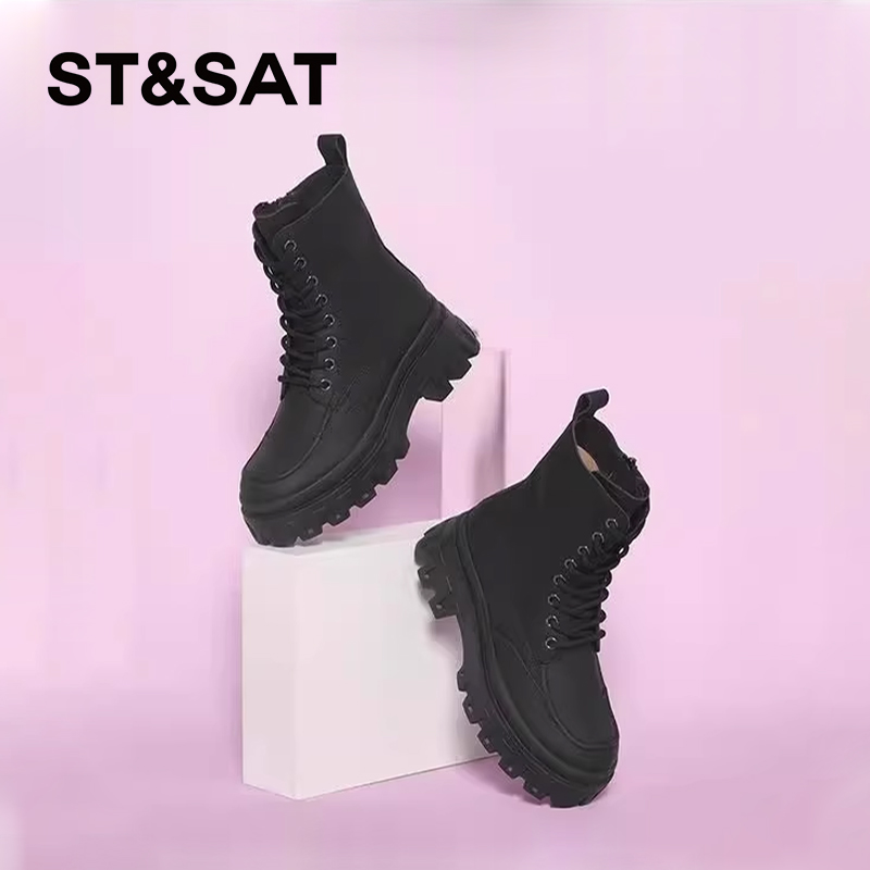 星期六英伦时尚厚底增高马丁靴女