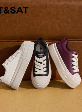 St&Sat/星期六春秋新款圆头系带厚底板鞋运动休闲鞋女SSC3112CMM